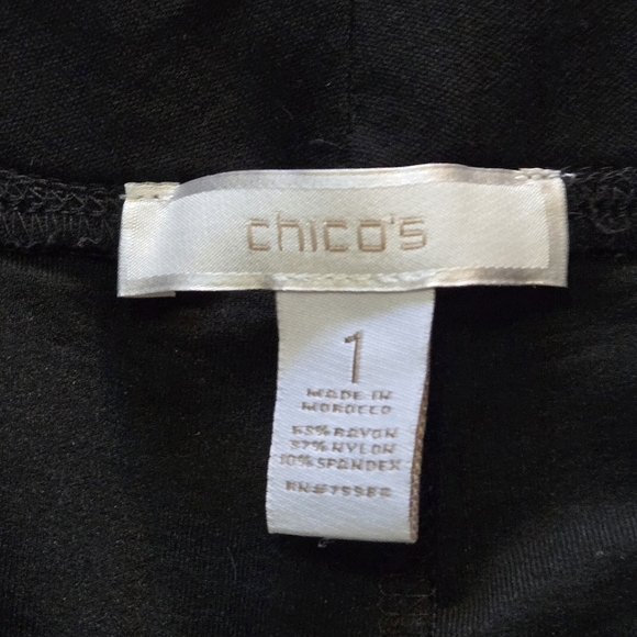 Chicos Size:1 Black Straight Leg Stretch Pants - Picture 2 of 8